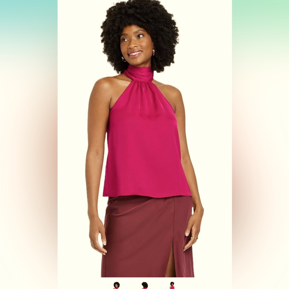 New A New Day Women's Satin Halter Top size small Color: Magenta